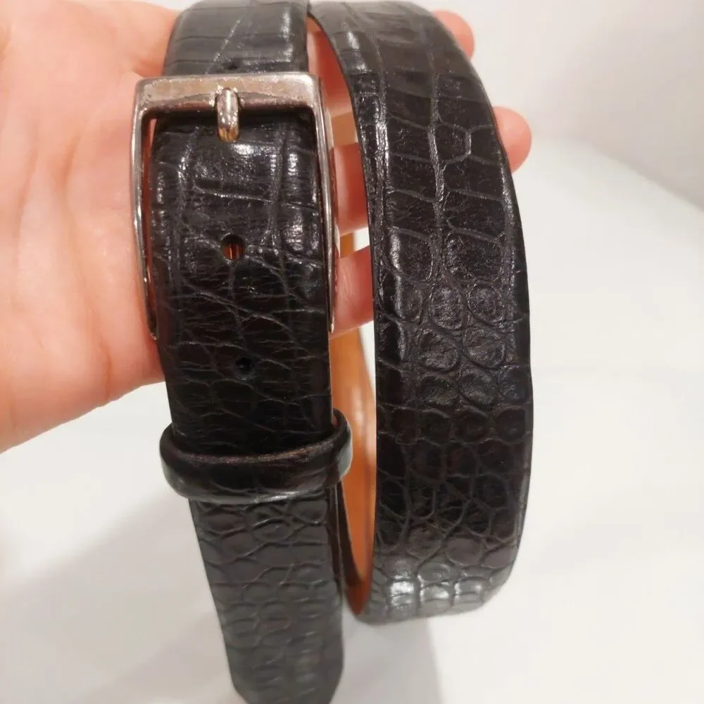 Martin Dingman Alligator Grain Italian Calfskin Belt Mens 105/42 Black Leather